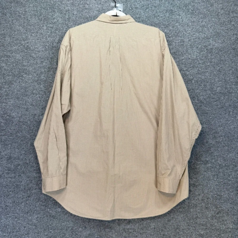 Ralph Lauren Blake Shirt Men XL Tan Micro Check Button Up Cotton Classic Two Ply